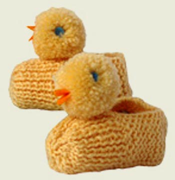 Easter Chick Slipper Booties Knitting Pattern